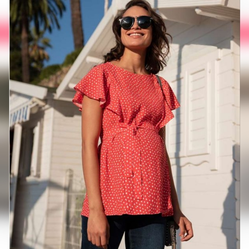 Flutter sleeve maternity and nursing top